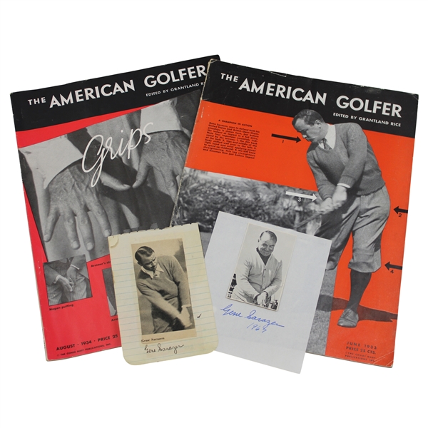 (2) Gene Sarazen Signed Cuts & (2) 1930s American Golfer Magazines JSA ALOA