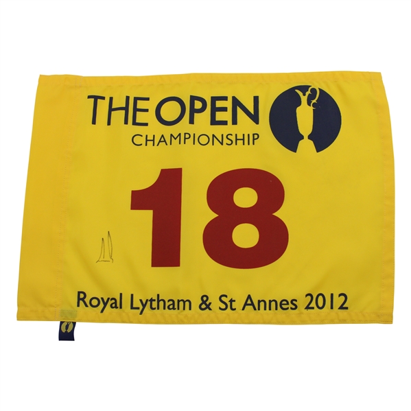 Ernie Els Signed 2012 Open Championship at Royal Lytham & St. Annes Flag JSA ALOA