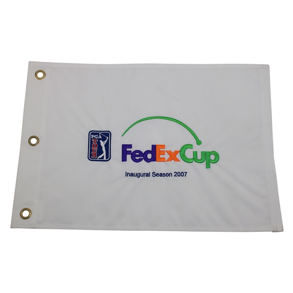 2007 Fed Ex Cup Inaugural Season Embroidered White Flag - Tiger Woods Win