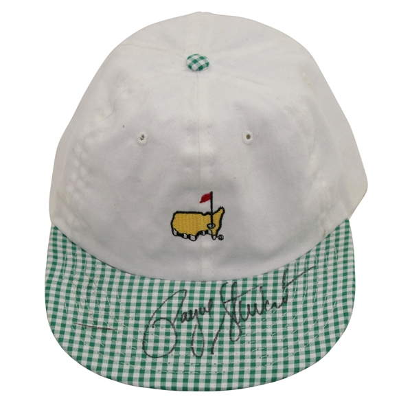Payne Stewart Signed Classic Slazenger Masters Tournament White w/Green Plaid Hat JSA ALOA