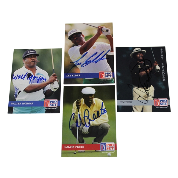 Lee Elder, Calvin Peete, Jim Dent & Walter Morgan Signed Pro Set Golf Cards JSA ALOA