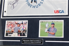 Bryson DeChambeau signed 2024 US Open at Pinehurst No. 2 Flag Display - Framed JSA #AZ84124