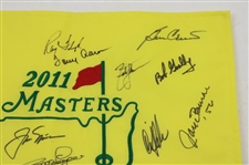 Jack Nicklaus & 16 others Masters Champs Signed 2011 Masters Embroidered Flag JSA ALOA