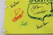 Jack Nicklaus & 16 others Masters Champs Signed 2011 Masters Embroidered Flag JSA ALOA