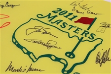 Jack Nicklaus & 16 others Masters Champs Signed 2011 Masters Embroidered Flag JSA ALOA