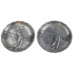Two (2) Post-Swing Golfer Plates/Dishes by Wendell August Forge