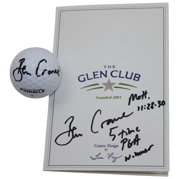 Ben Crane Signed Glen Club Scorecard & Pinnacle Golf Ball JSA ALOA