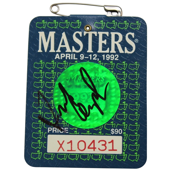 Fred Couples Signed 1992 Masters Tournament SERIES Badge #X10431 JSA ALOA