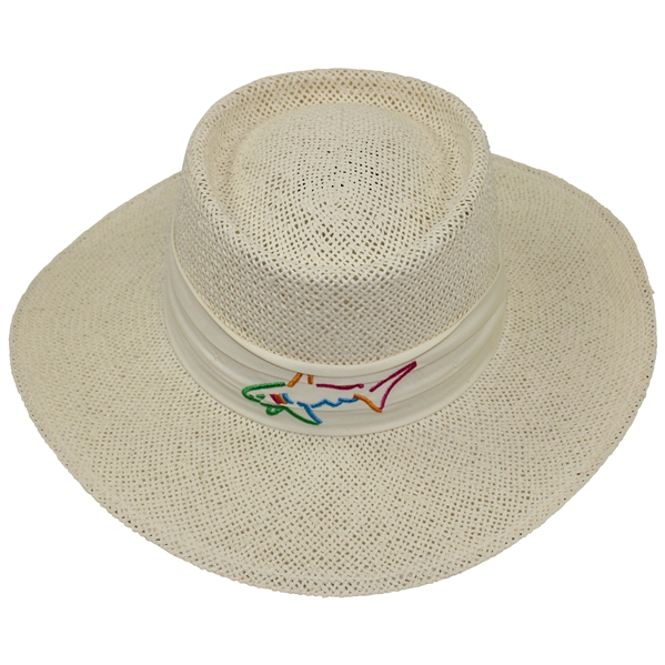 Greg Normans Personal New Shark Logo Tan Straw Gambler Hat - Unworn