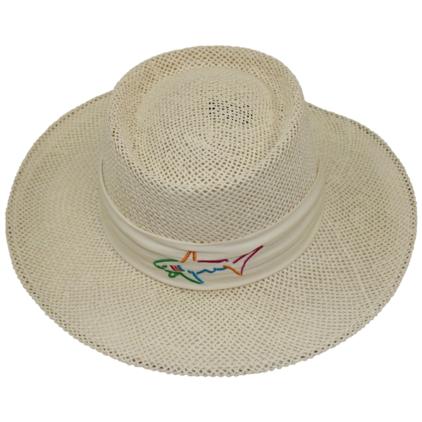 Greg Normans Personal New Shark Logo Tan Straw Gambler Hat - Unworn