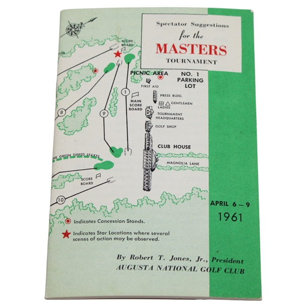 1961 Masters Tournament Official Spectator Guide - Gary Player Winner