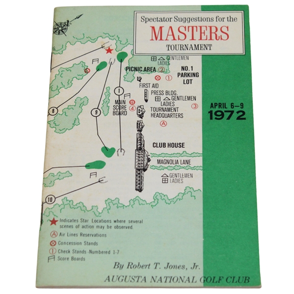 1972 Masters Tournament Official Spectator Guide - Jack Nicklaus Winner