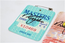 Nick Faldo Signed 1989, 1990, & 1996 Masters Tournament SERIES Badges JSA ALOA
