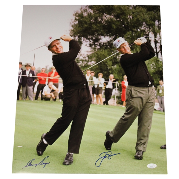 Jack Nicklaus & Gary Player Signed Oversized 16x20 Swing Photo JSA #CE33721