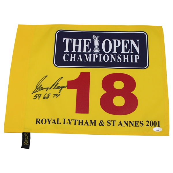 Gary Player Signed 2001 The OPEN at Royal Lytham & St. Annes Flag w/59 68 74 JSA #CB46486