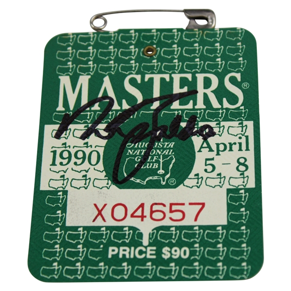 Nick Faldo Signed 1990 Masters Tournament SERIES Badge #X04657 JSA ALOA