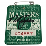 Nick Faldo Signed 1990 Masters Tournament SERIES Badge #X04657 JSA ALOA