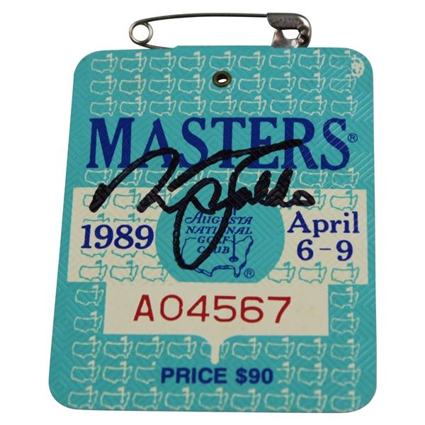 Nick Faldo Signed 1989 Masters Tournament SERIES Badge #A04567 JSA ALOA