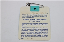 Nick Faldo Signed 1989 Masters Tournament SERIES Badge #A04567 JSA ALOA