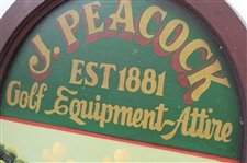 J. Peacock 'Est 1881' Golf Equipment & Attire Wooden Advertisement Sign