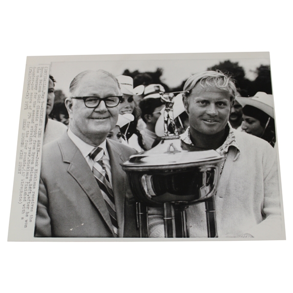 Nicklaus Wins Again May 9, 1971 Byron Nelson Classic Original Wire Photo