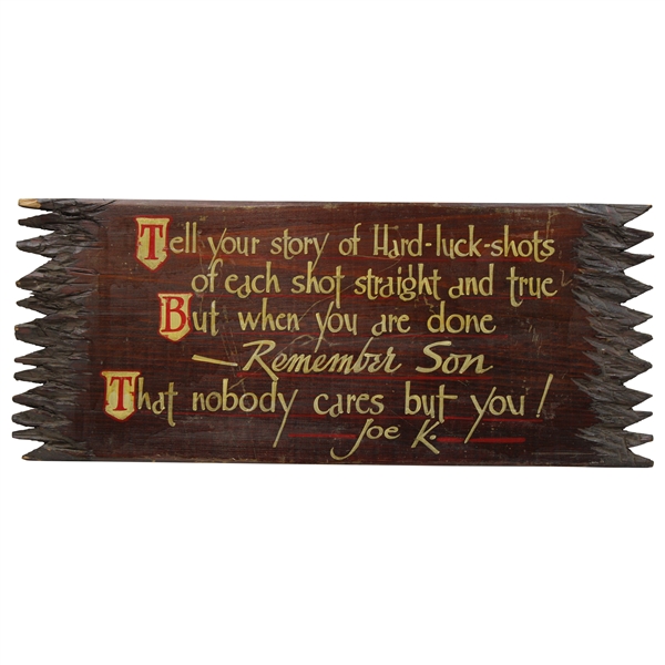 Joe Kirkwoods Hard Luck Shots Wooden Sign
