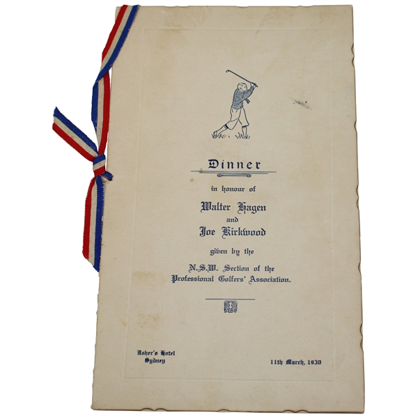 Multi Signed March 1930 Dinner In Honor Of Hagen & Kirkwood Menu JSA ALOA