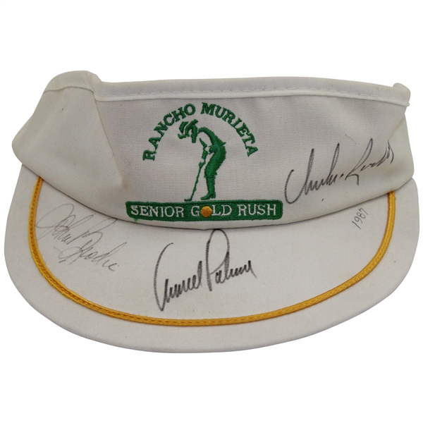 Arnold Palmer, ChiChi & Brodie Signed Rancho Murieta Senior Golf Rush Visor JSA ALOA