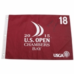 Jordan Spieth Signed 2015 US Open at Chambers Bay Red Screen Flag JSA ALOA