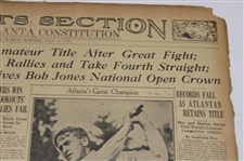 1930 Atlanta Constitution Bobby Jones Golfdom's King Newspaper Article/Photo