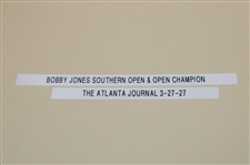 1927 Atlanta Journal Bobby Jones Southern Open & Open Championship Champion & Augusta National