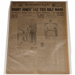 1930 Des Moines Register Jones 287 Wins U. S. Open & 1927 Bobby Jones 142 Ties Golf Mark Newspaper Article/Photos