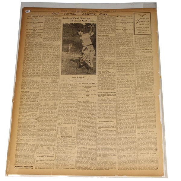 1916 Boston Transcript Very Young Bobby Jones Newspaper Article/Photo