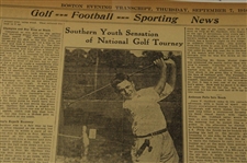 1916 Boston Transcript Very Young Bobby Jones Newspaper Article/Photo