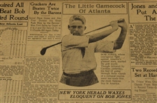 1916 Atlanta Journal Bobby Jones The Little Gamecock Of Atlanta Newspaper Article/Photo plus more