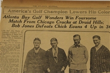 1916 Atlanta Journal Bobby Jones The Little Gamecock Of Atlanta Newspaper Article/Photo plus more