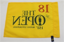 Brian Harman Signed 2023 The Open Championship at Royal Liverpool Yellow Screen Flag JSA ALOA