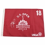 Justin Rose Signed 2013 US Open at Merion Red Screen Flag JSA ALOA