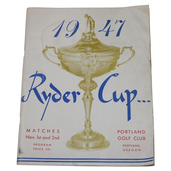 1947 Ryder Cup at Portland Golf Club Official Program - USA 11-1 Win