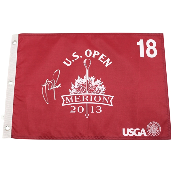 Justin Rose Signed 2013 US Open at Merion Red Screen Flag JSA ALOA