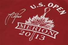 Justin Rose Signed 2013 US Open at Merion Red Screen Flag JSA ALOA