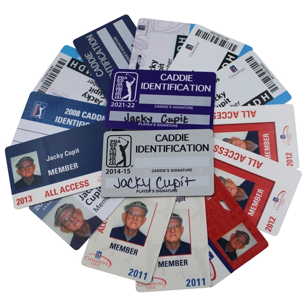 Fifteen (15) Jacky Cupit Champions Tour Credentials - All Access, Member, Caddie, & more