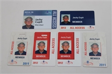 Fifteen (15) Jacky Cupit Champions Tour Credentials - All Access, Member, Caddie, & more