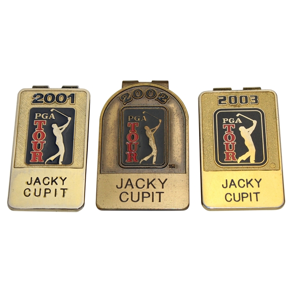 Jacky Cupits 2001, 2002 & 2003 PGA Tour Member Money Clips