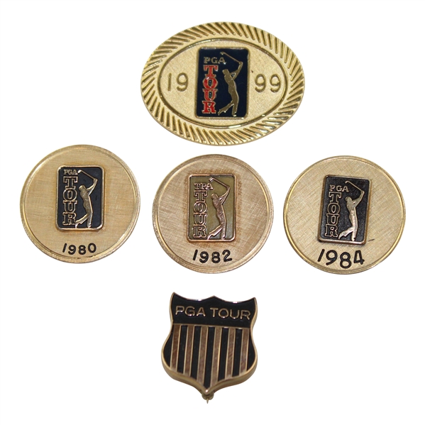 Jacky Cupits Undated Shield, 1980, 1982, 1984 & 1999 PGA Tour Member Pins