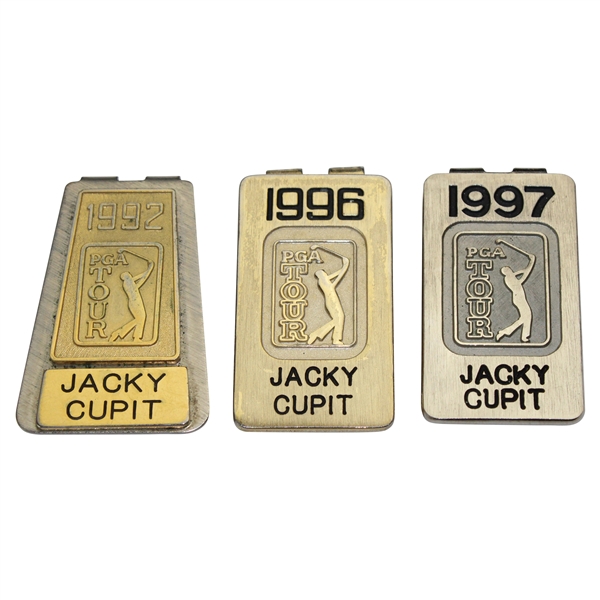 Jacky Cupits 1992, 1996 & 1997 PGA Tour Member Money Clips