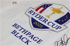 Rory McIlroy & (7) European Signed 2025 Ryder Cup Flag JSA ALOA