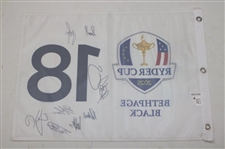 Rory McIlroy & (7) European Signed 2025 Ryder Cup Flag JSA ALOA