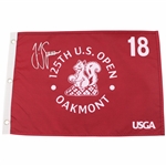 JJ Spaun Signed 2025 US Open at Oakmont Red Screen Flag JSA ALOA