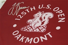 JJ Spaun Signed 2025 US Open at Oakmont Red Screen Flag JSA ALOA